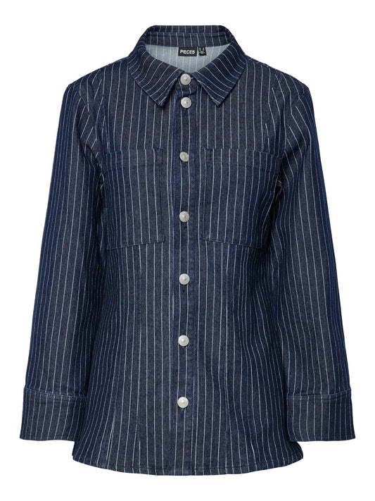 Pinstripe Denim Jacket