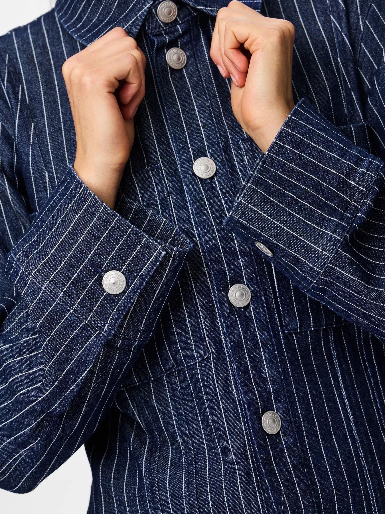 Pinstripe Denim Jacket