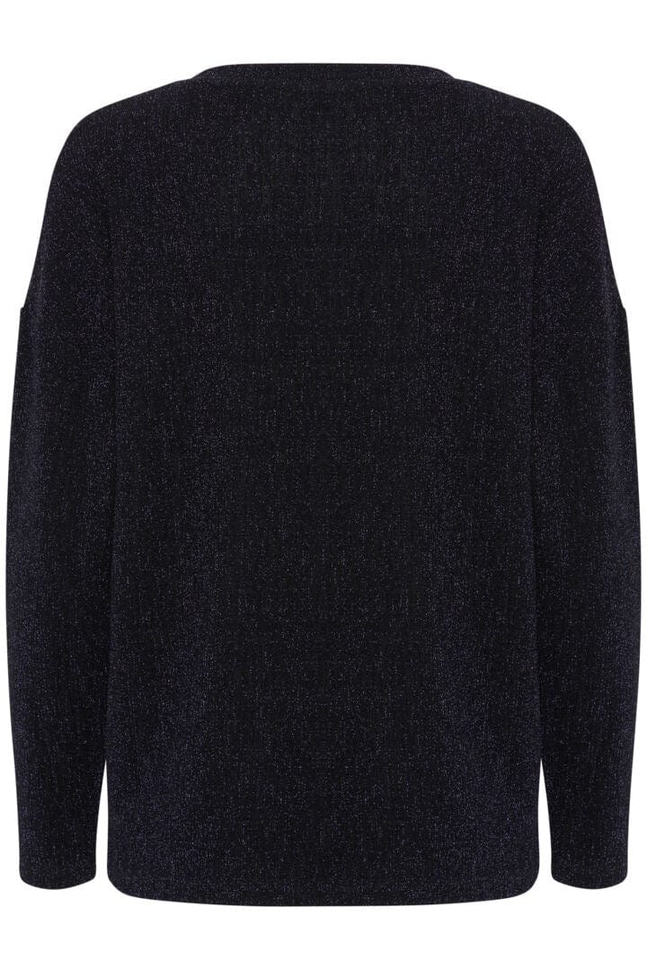 Navy Long Sleeve Glitter T-Shirt