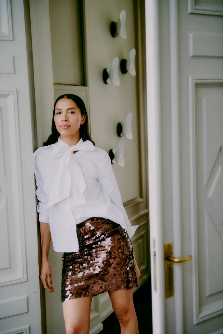 Brown Sequin Mini Skirt