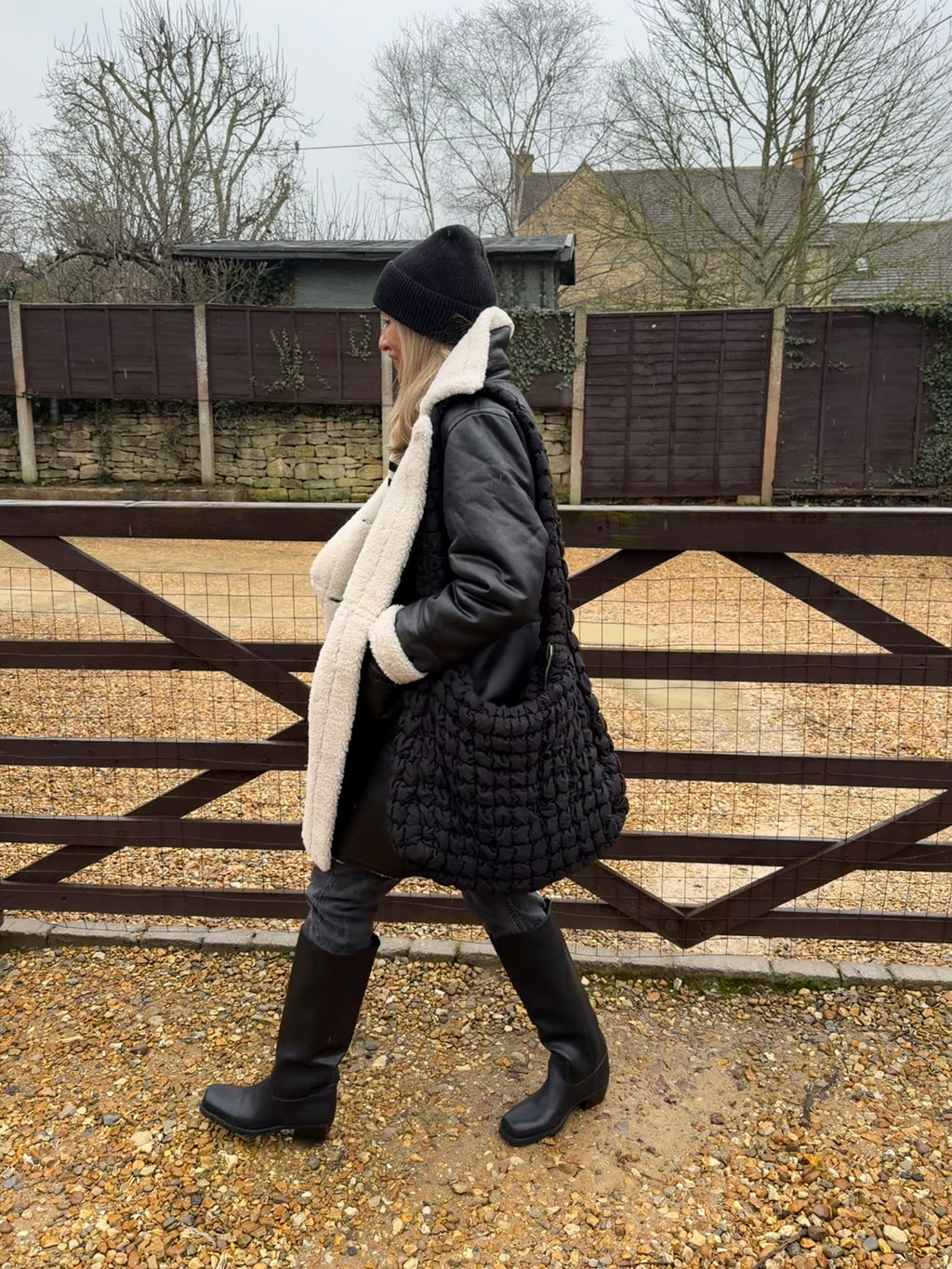 Faux Leather, Shearling Lined Coat