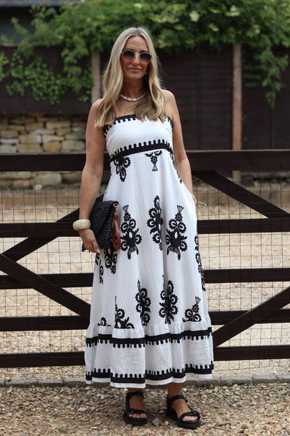 Black and White Jacquard Dress