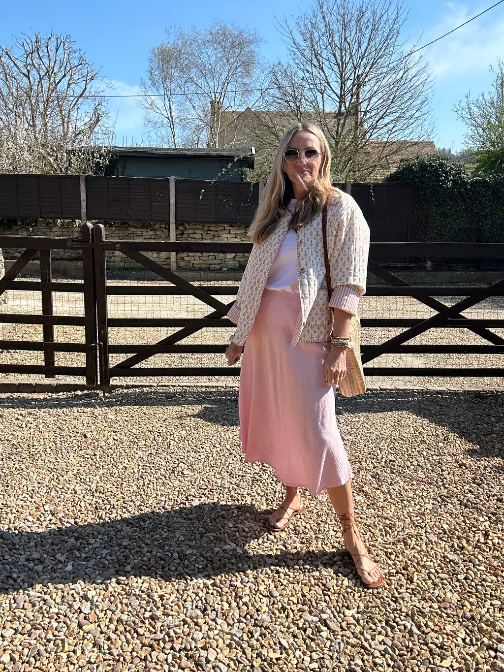 Linen Mix Slip Skirt