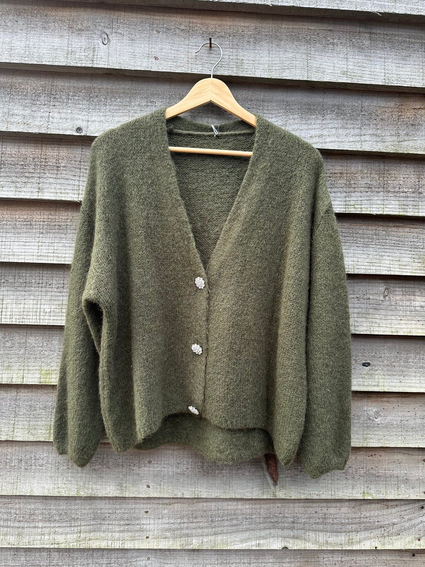 Diamonte Button mohairCardigan