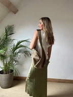 Satin Slip Skirt - light khaki