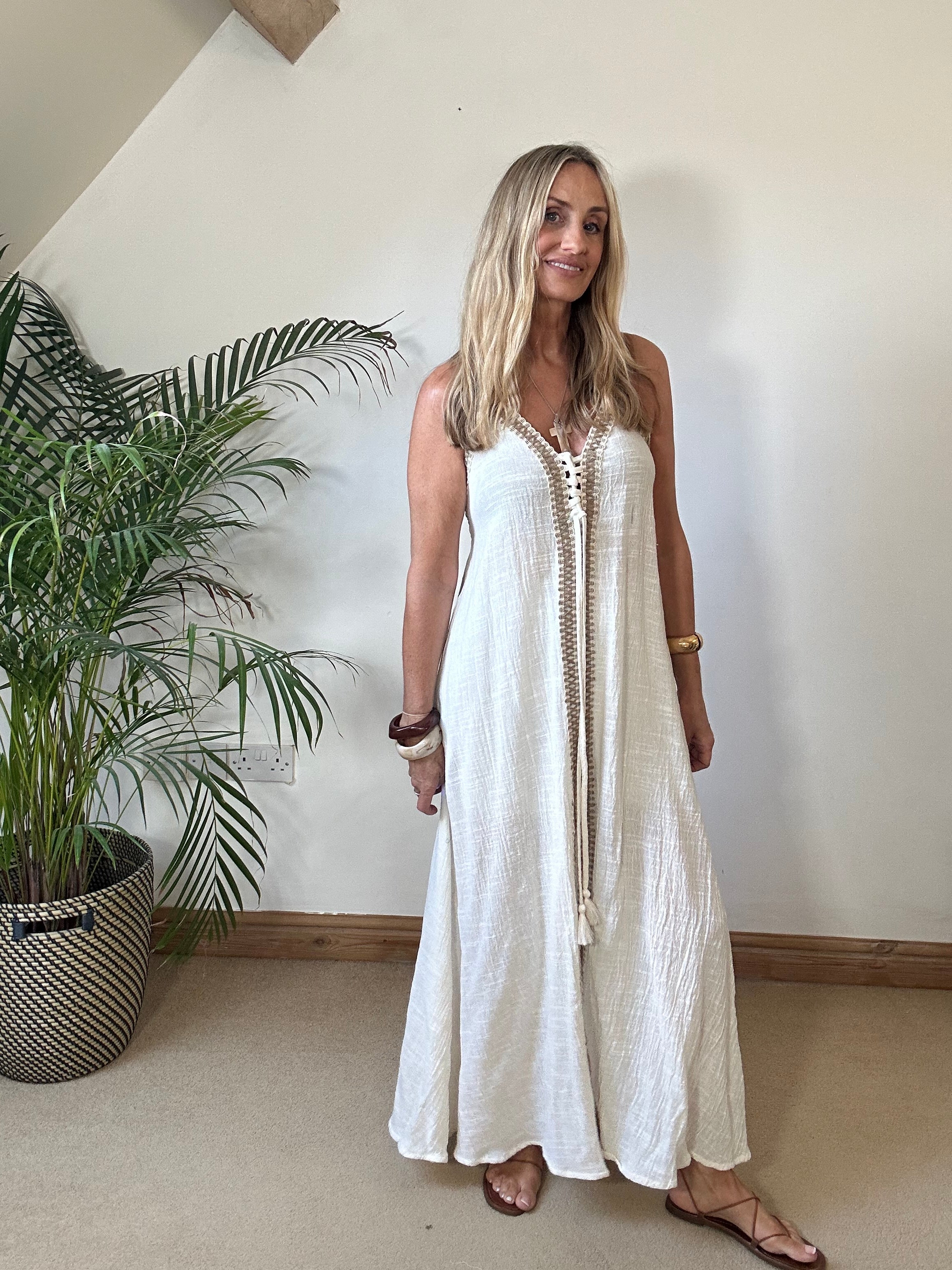 Boho Beach Dress With Woven Detail