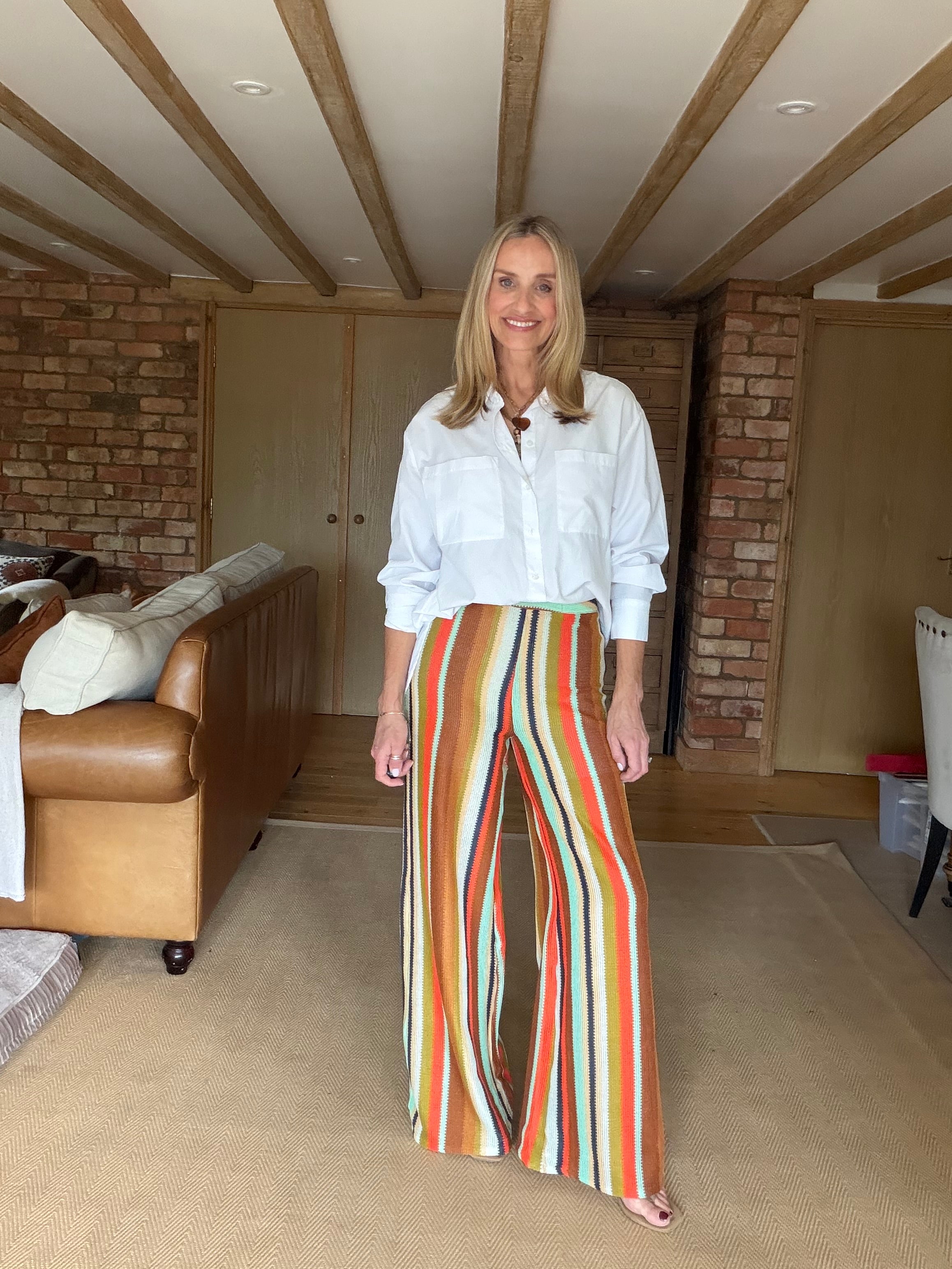Striped Crochet Trousers (aqua)