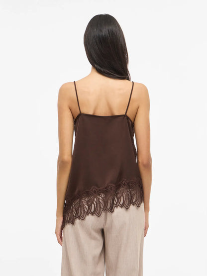 Asymmetric Satin and Lace Cami