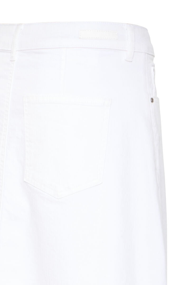 White A Line Denim Midi Skirt