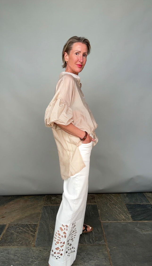 Sheer Puff Sleeve Blouse