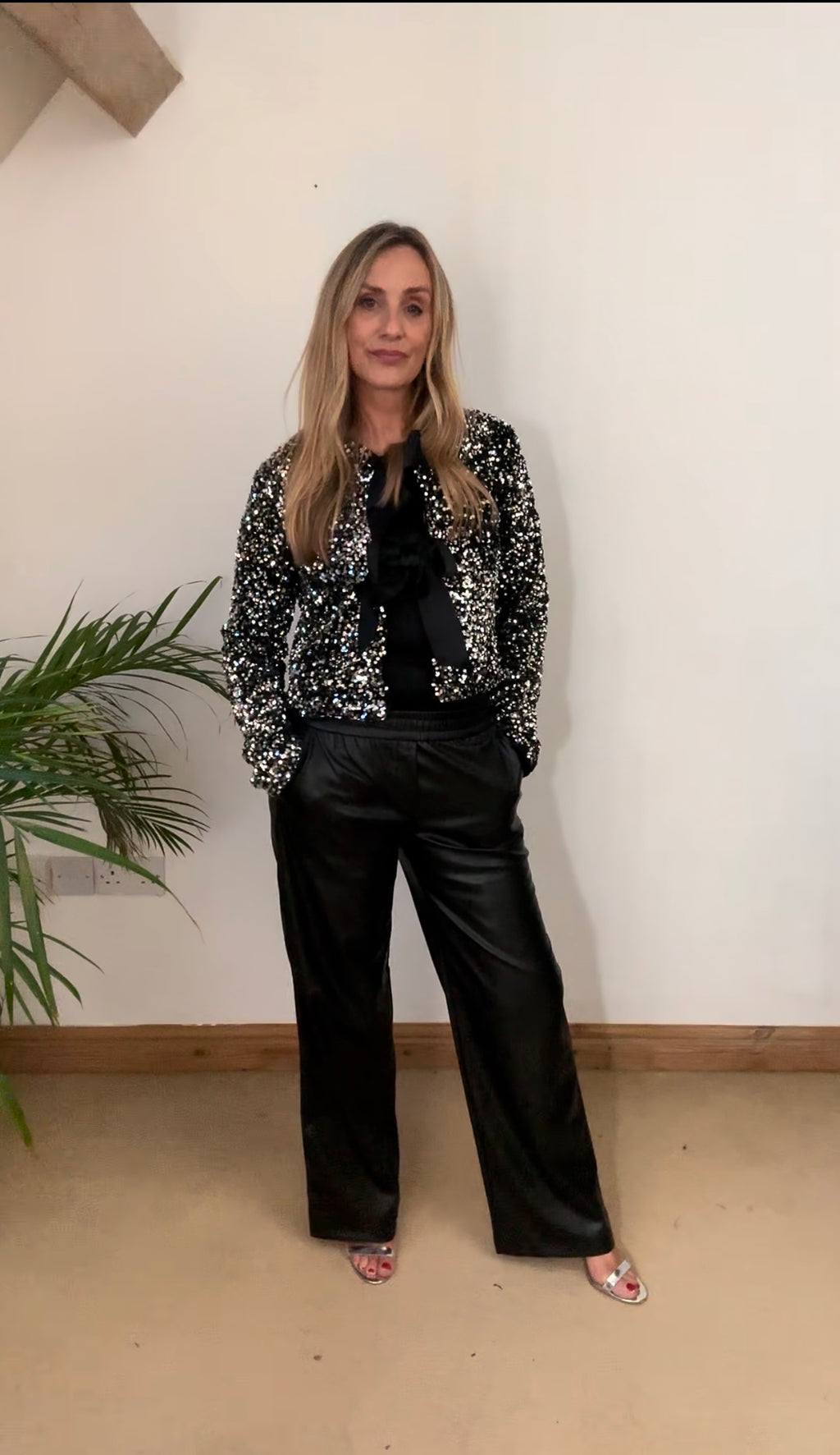 Faux Leather Wide Leg joggers