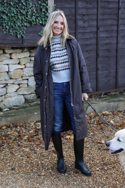 Chocolate Knee Length Barn Coat