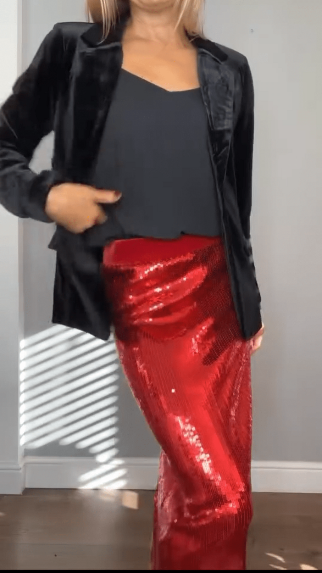 Red Sequin Skirt