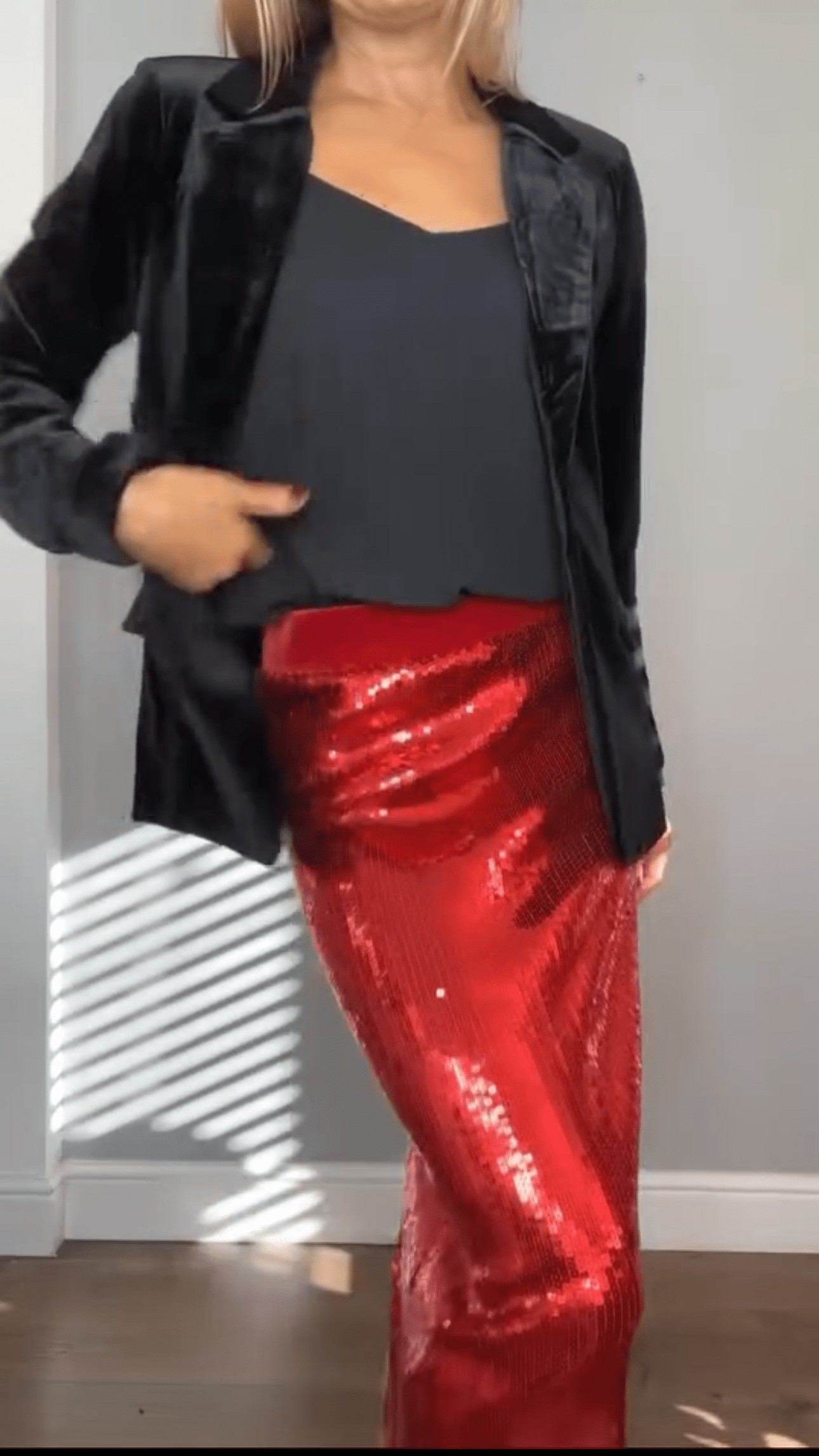 Red Sequin Skirt