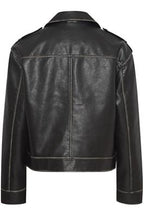 Aged  Faux Leather Biker Jacket