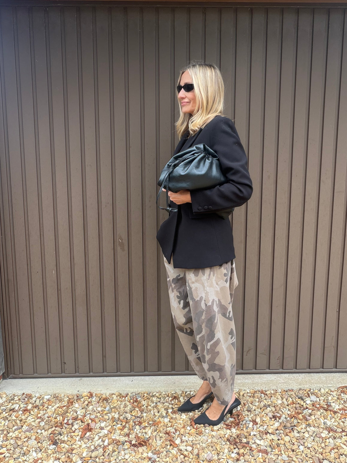 Camo Barrel Leg Trousers