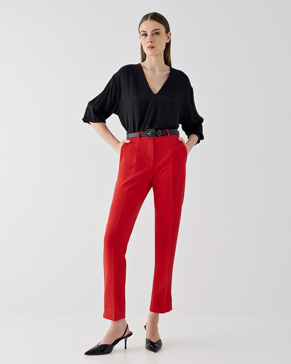 Silky Blouse with V Neckline