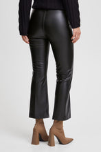 Load image into Gallery viewer, Black Faux Leather Cropped Flare Trousers
