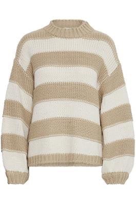 Beige and White Stripe Jumper