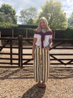 Stripe Barrel Leg Trousers