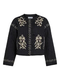 Embroidered  Quilted Black Jacket