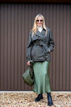 Load image into Gallery viewer, Faux Leather Short Trench
