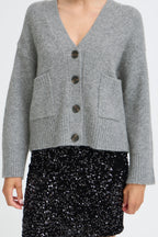 Grey V Neck Cardigan