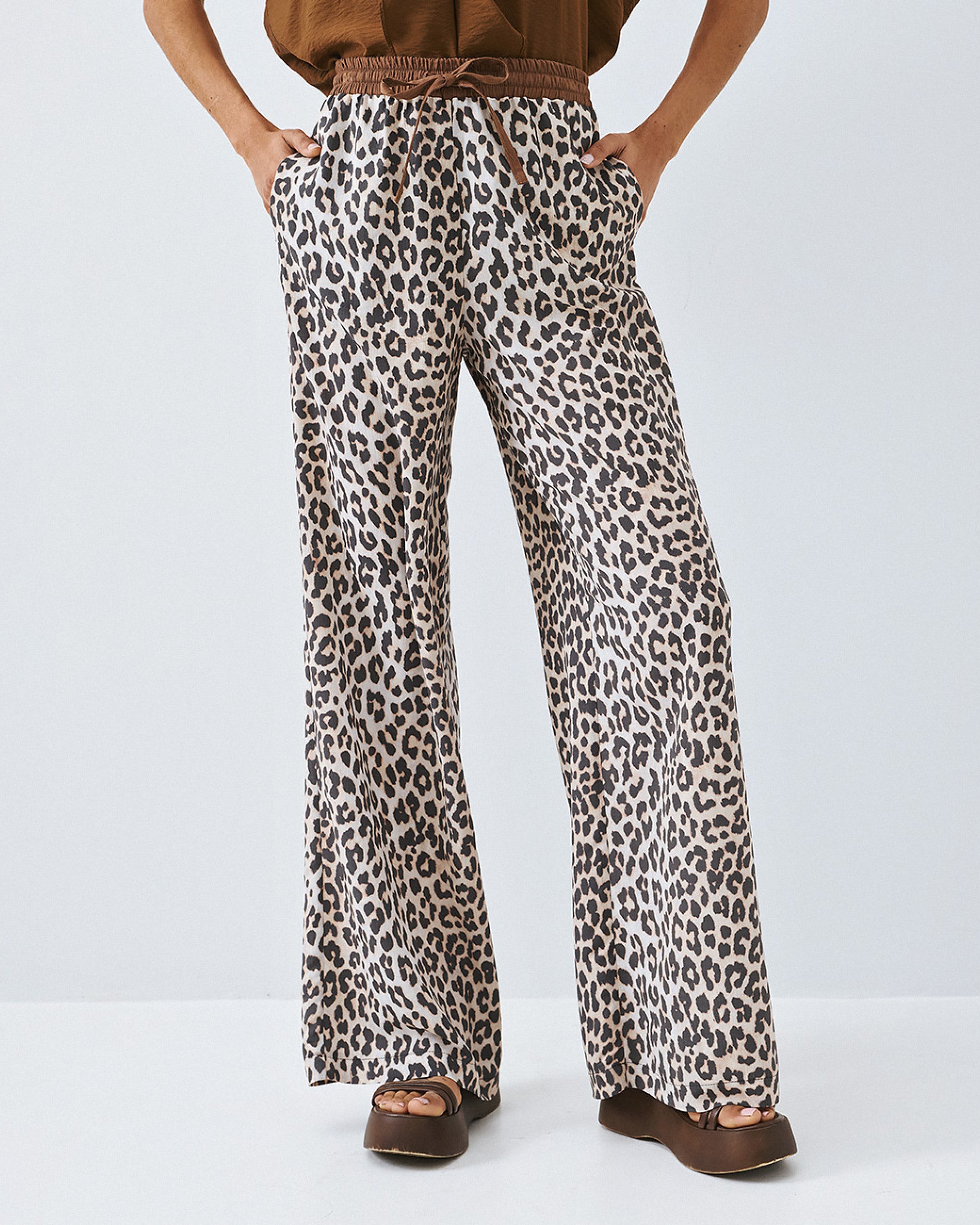 Leopard Print Wide leg Trousers