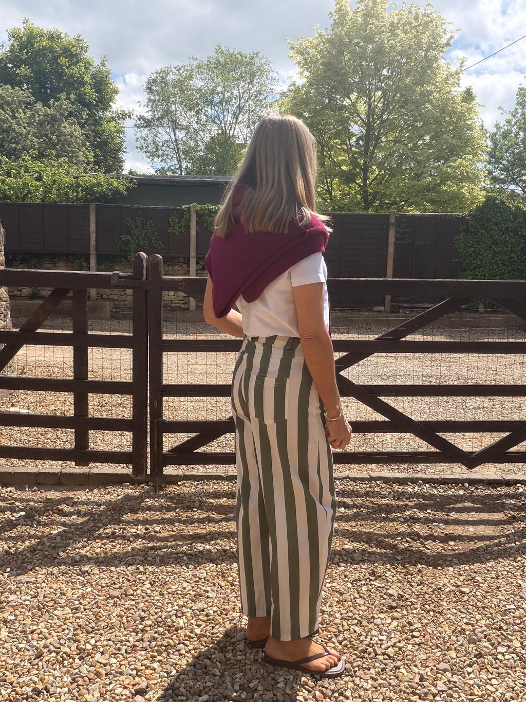 Stripe Barrel Leg Trousers