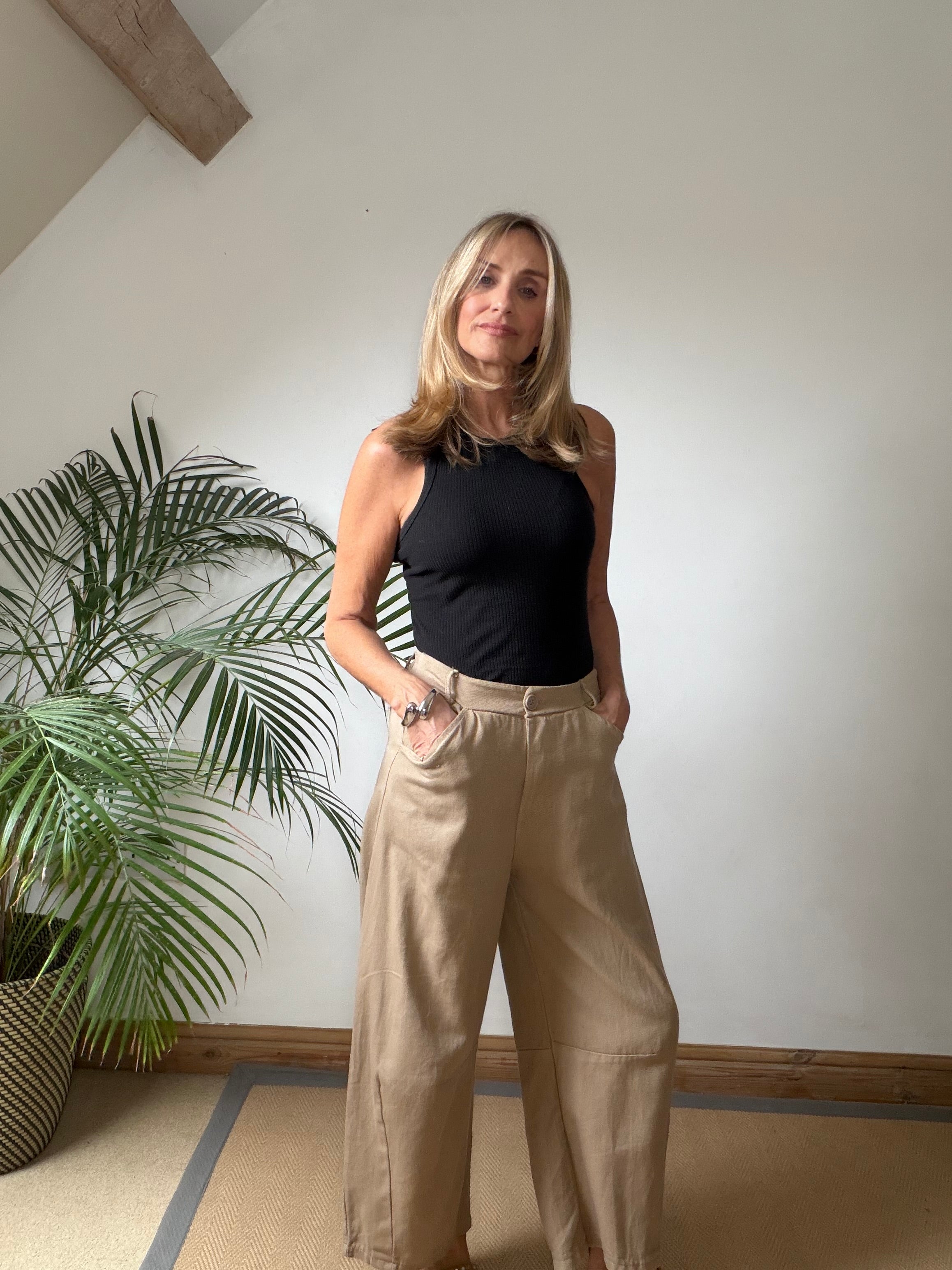 Barrel Leg Cotton Trouser