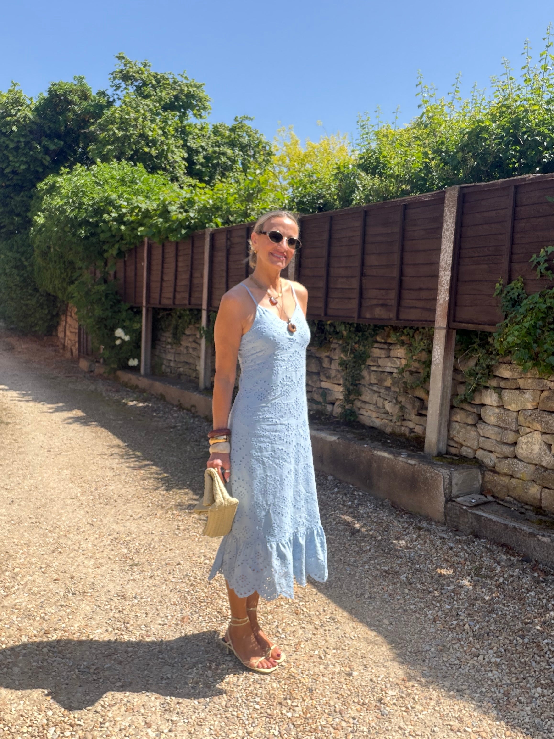 Broderie Anglaise Sundress -  Baby Blue