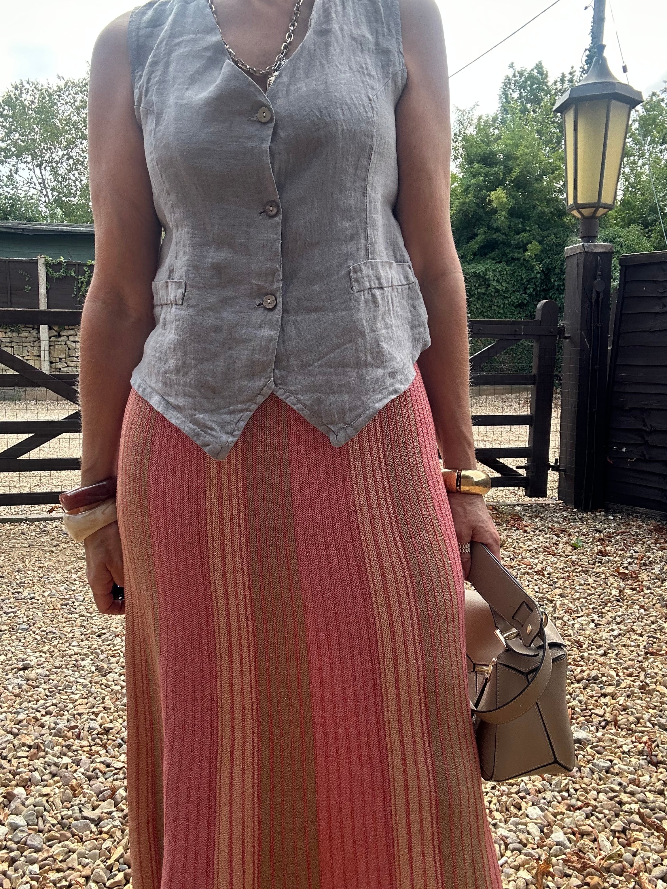 Lurex Stripe Knitted Skirt