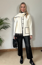 Knitted Jacket with Scarf - Cream