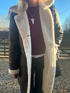 Faux Leather, Shearling Lined Coat