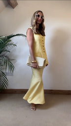 Lemon Longline Waistcoat and Maxi Skirt Co-Ord