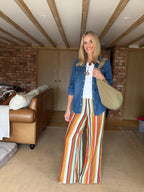 Striped Crochet Trousers (aqua)