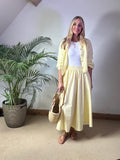 Lemon Cotton Midii Skirt With Pockets