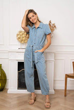 Load image into Gallery viewer, Short Sleeve Denim Jumpsuit
