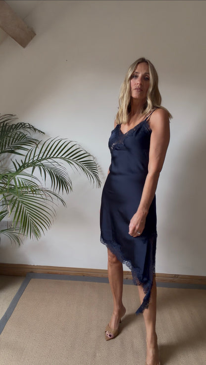 Satin and Lace Asymmetric Dress