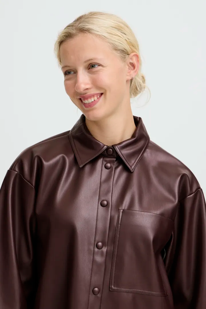 Burgundy Faux Leather Jacket