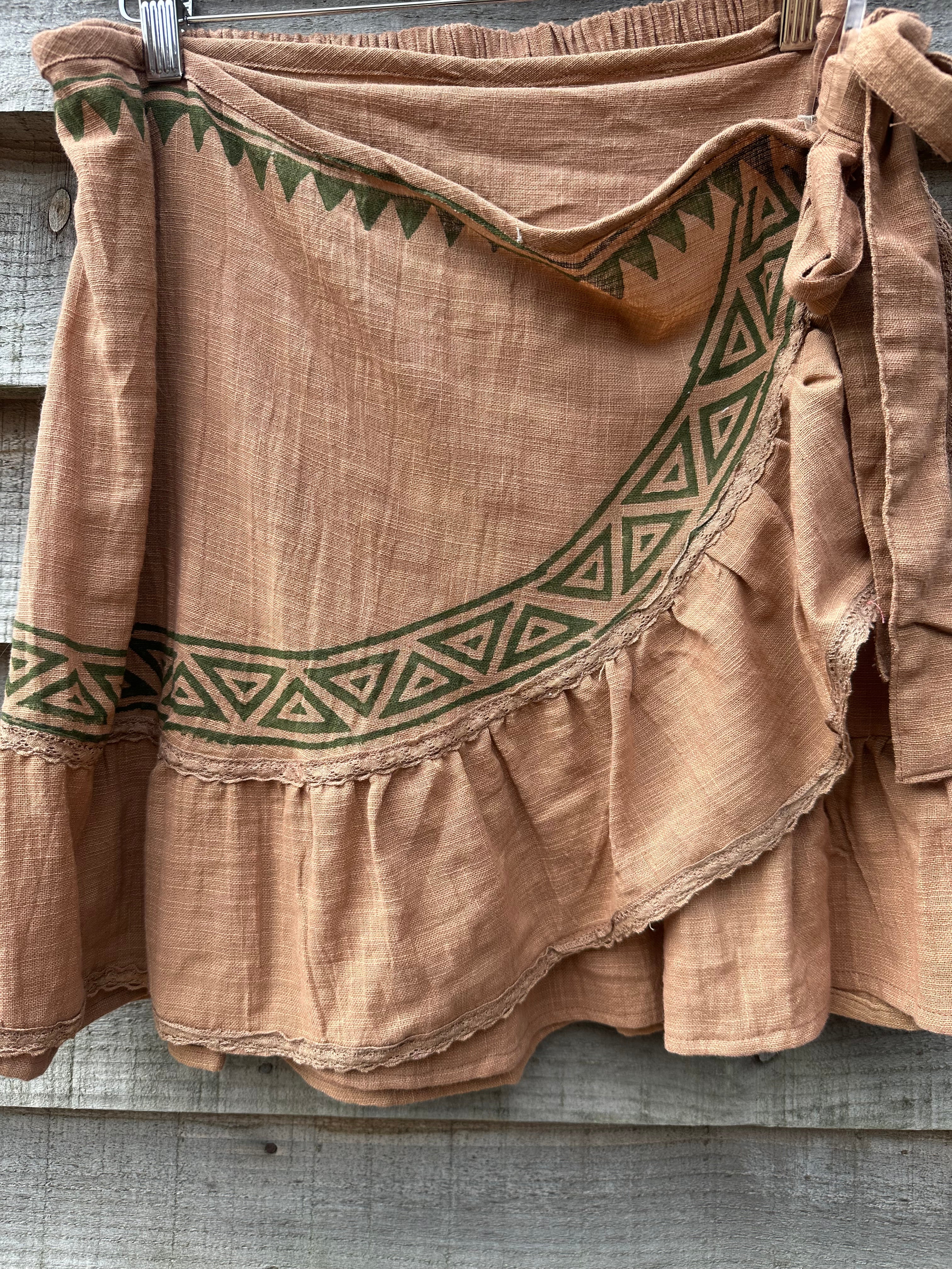 Boho Mini Wrap Skirt