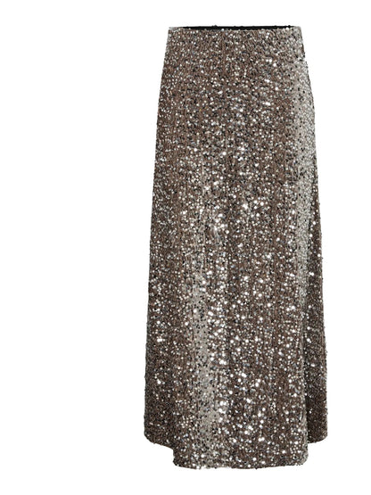 Sequin Maxi Skirt - Wine/ silver/black