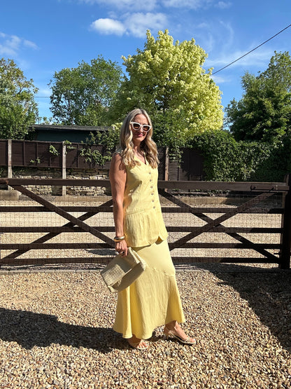 Lemon longline Waistcoat and Maxi Skirt Co-Ord