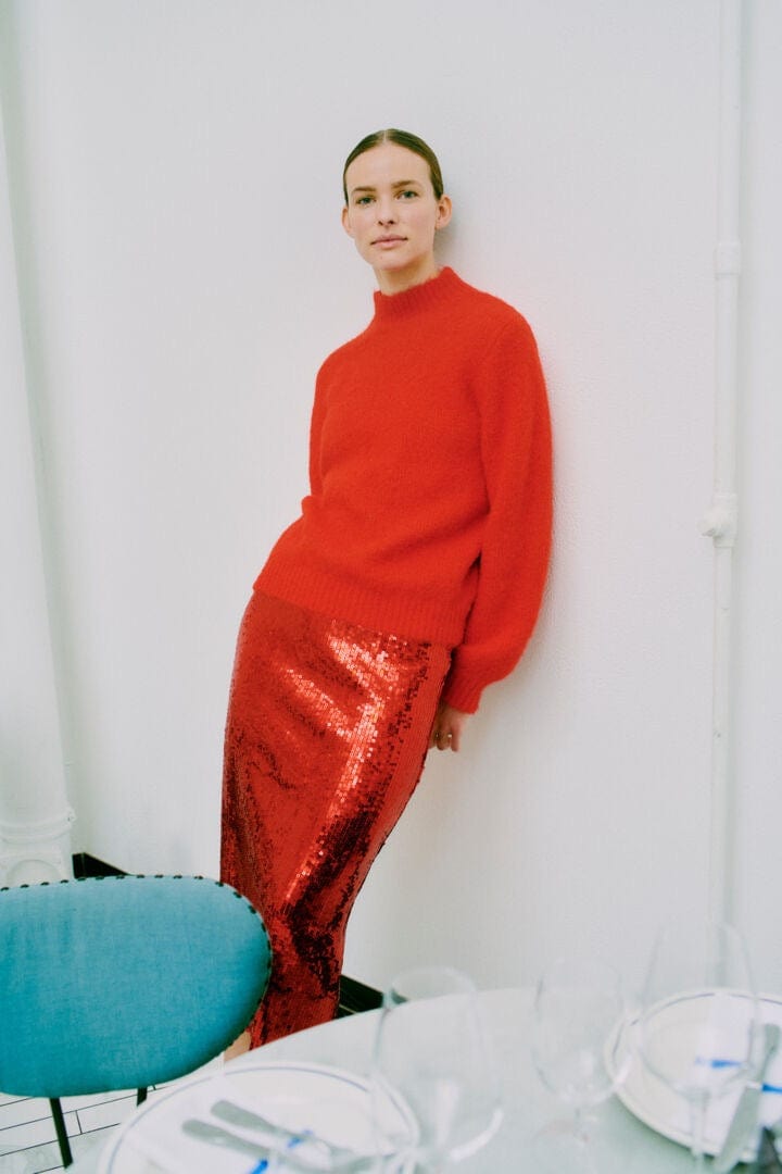 Red Sequin Skirt