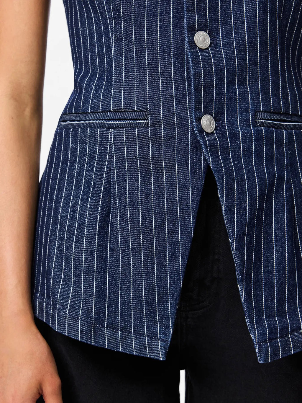 Pinstripe Denim Waistcoat