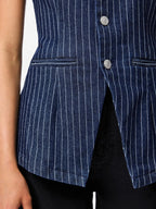 Pinstripe Denim Waistcoat