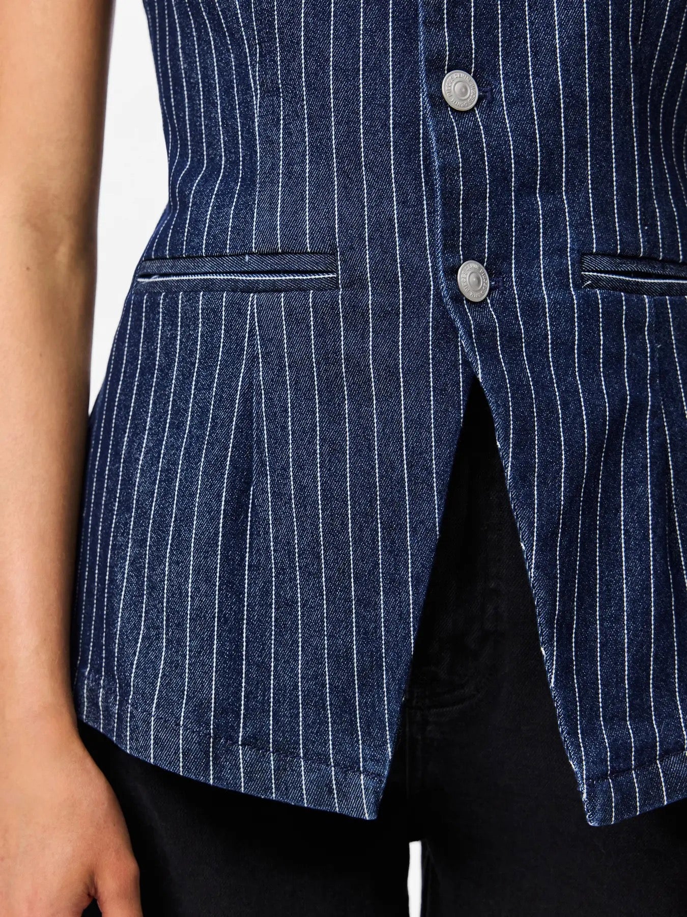 Pinstripe Denim Waistcoat