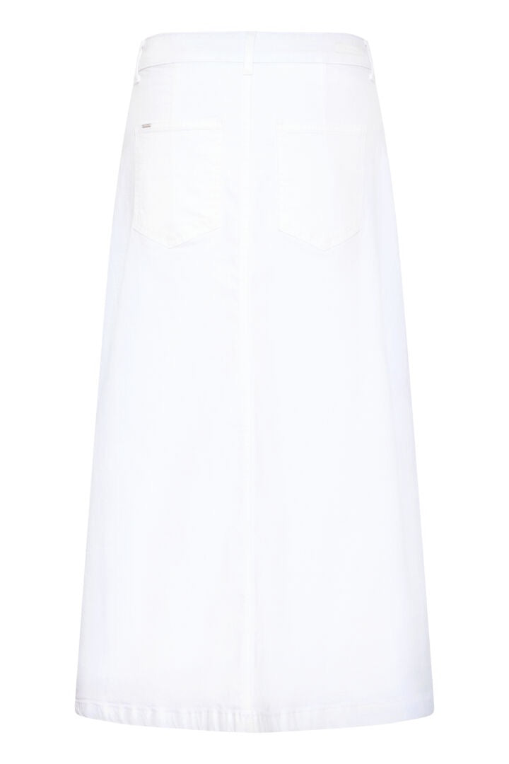 White A Line Denim Midi Skirt