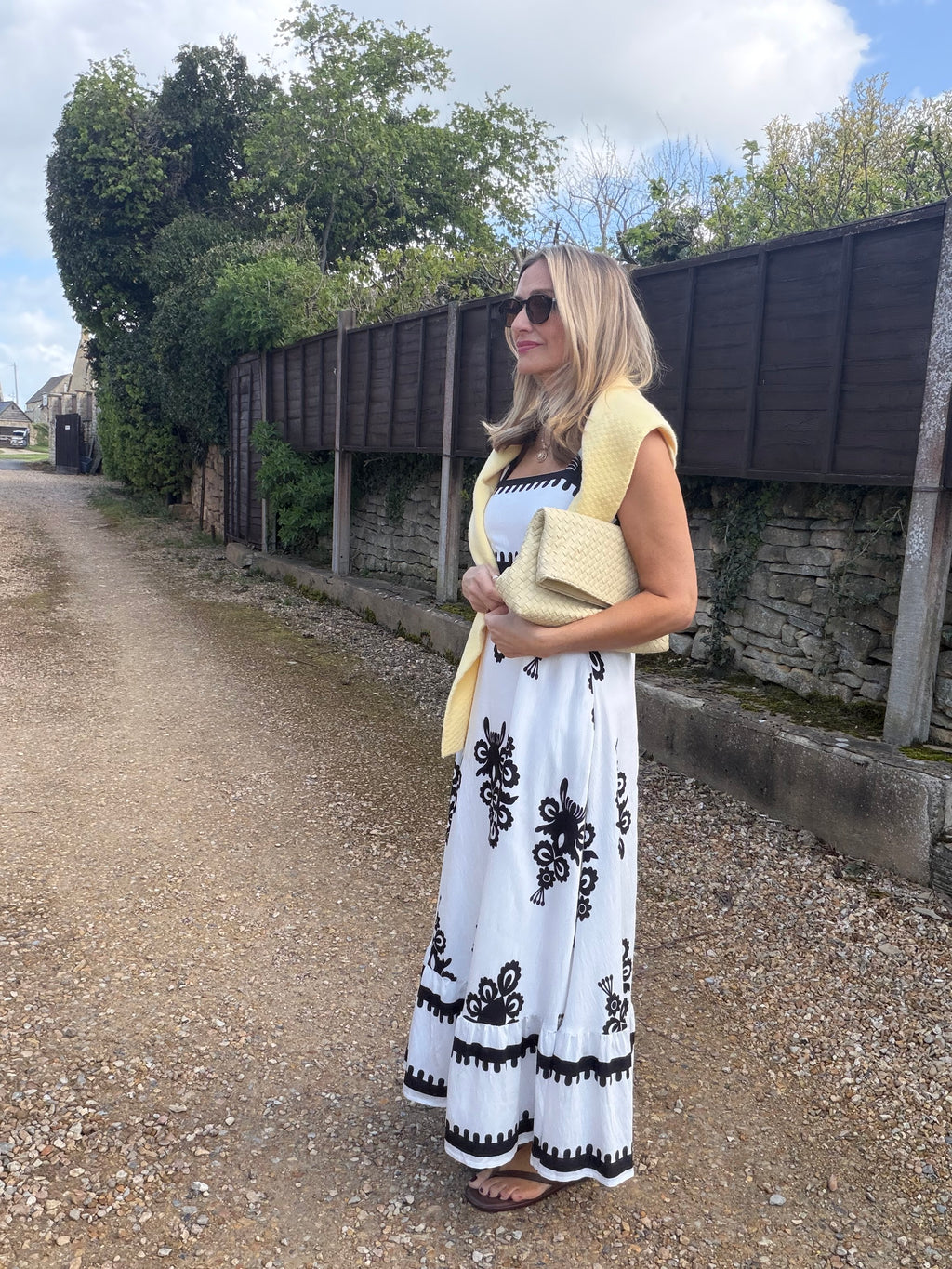 Black and White Jacquard Dress