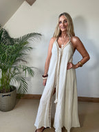 Boho Beach Dress With Woven Detail